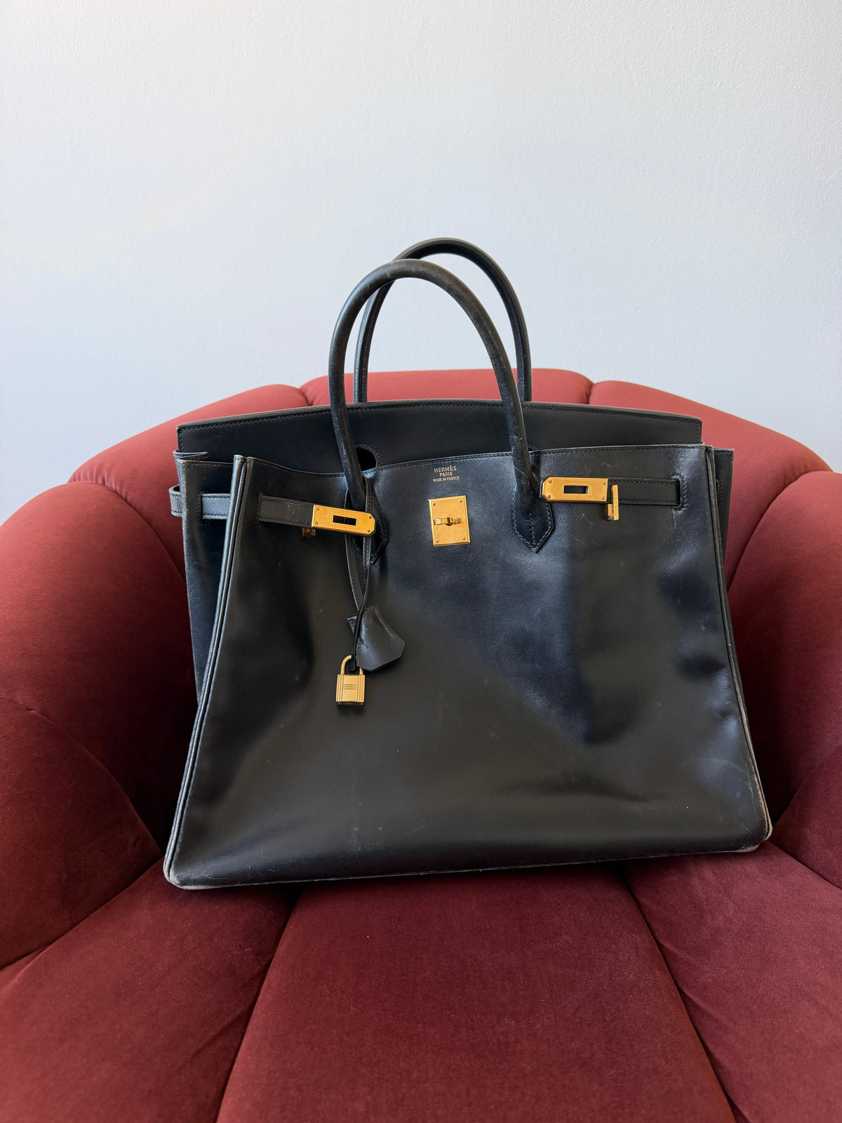 Hermès Birkin 40 In Black Box Calf (1997)