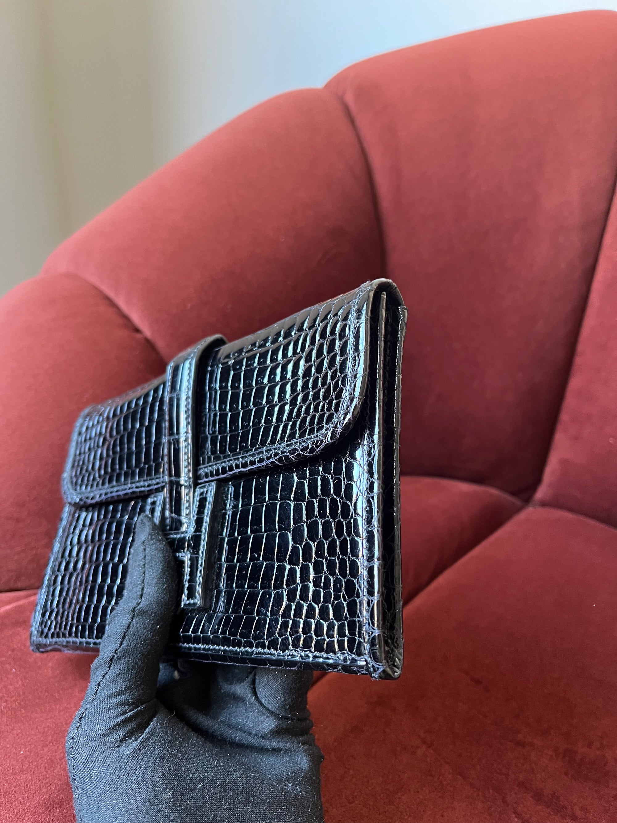Hermès Mini Jige In Black Porosus Crocodile (2004)