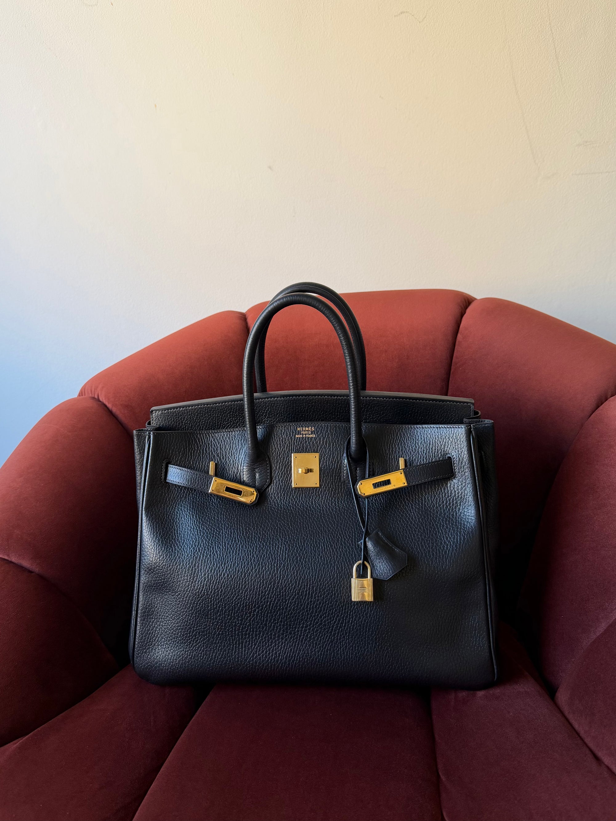 Hermès Birkin 35 In Black Ardennes (1996)