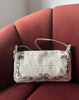 Fendi Vintage Embroidered Floral Sequin Zucca Baguette