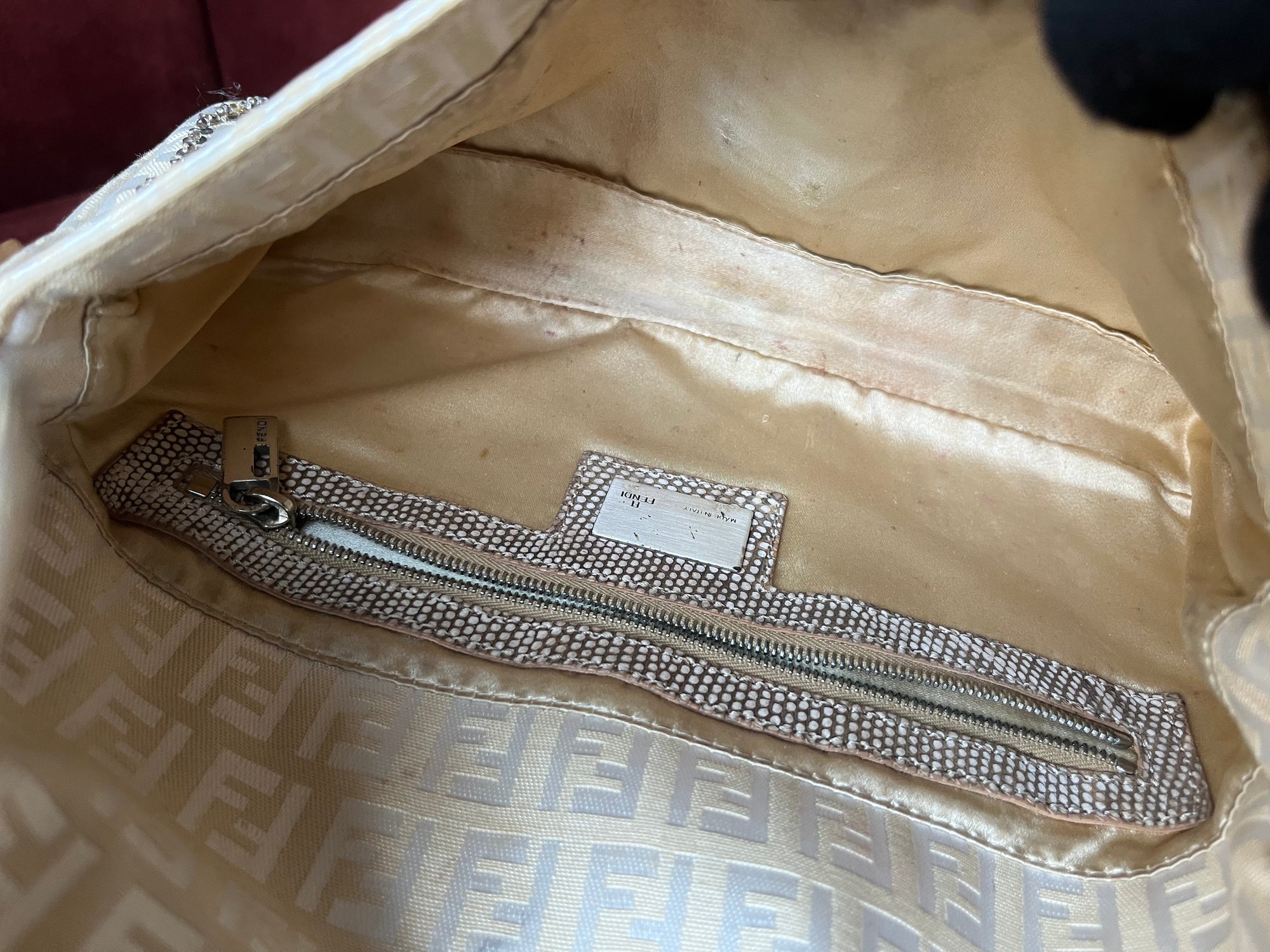 Fendi Vintage Embroidered Floral Sequin Zucca Baguette