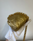 Chanel Vintage CC Metallic Gold Kiss Lock With Bijoux Chain (1989-1991)
