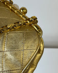 Chanel Vintage CC Metallic Gold Kiss Lock With Bijoux Chain (1989-1991)