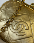 Chanel Vintage CC Metallic Gold Kiss Lock With Bijoux Chain (1989-1991)