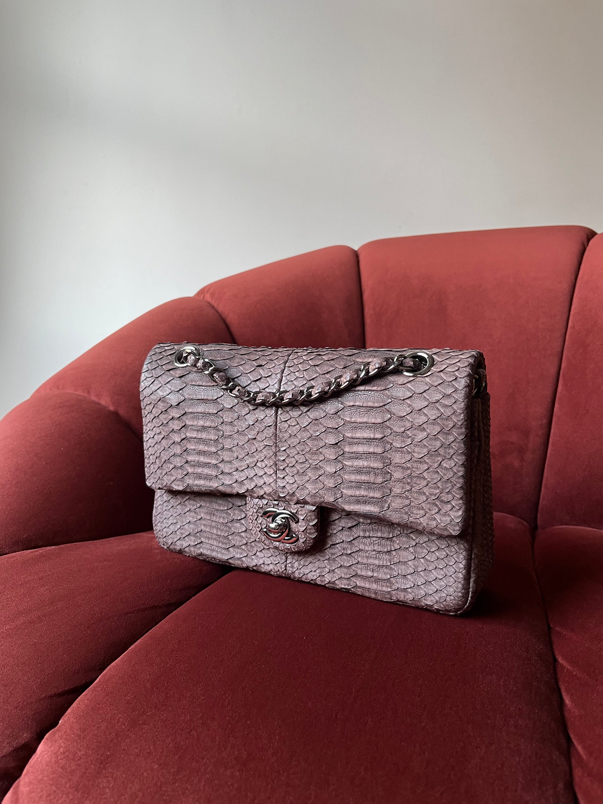 Chanel Medium Classic Double Flap In Espresso Python (2011)