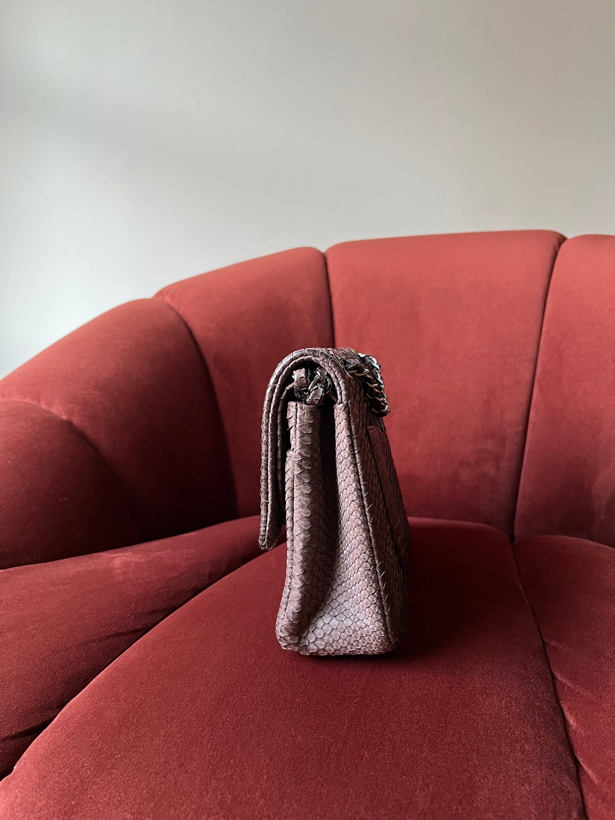 Chanel Medium Classic Double Flap In Espresso Python (2011)