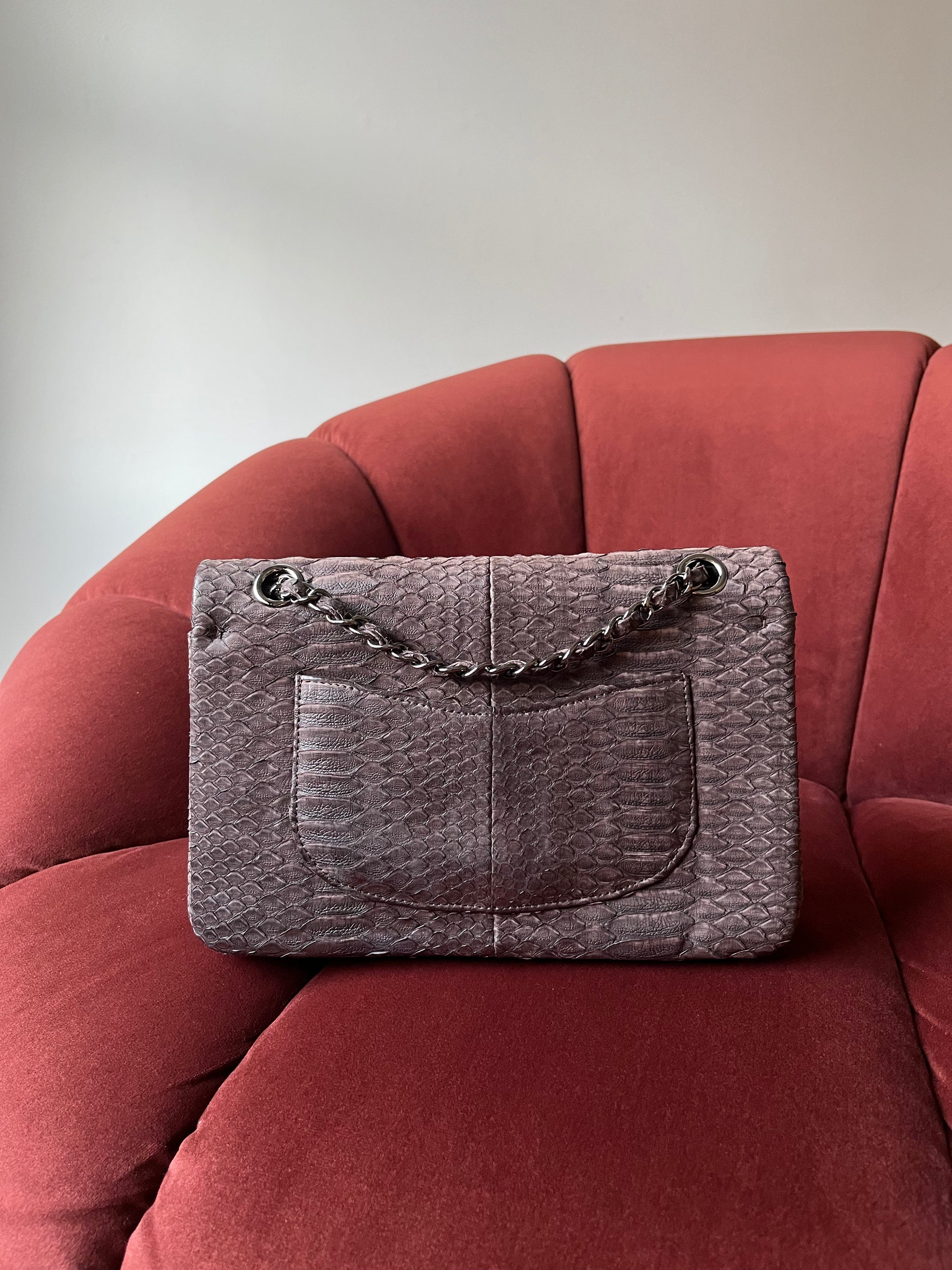 Chanel Medium Classic Double Flap In Espresso Python (2011)