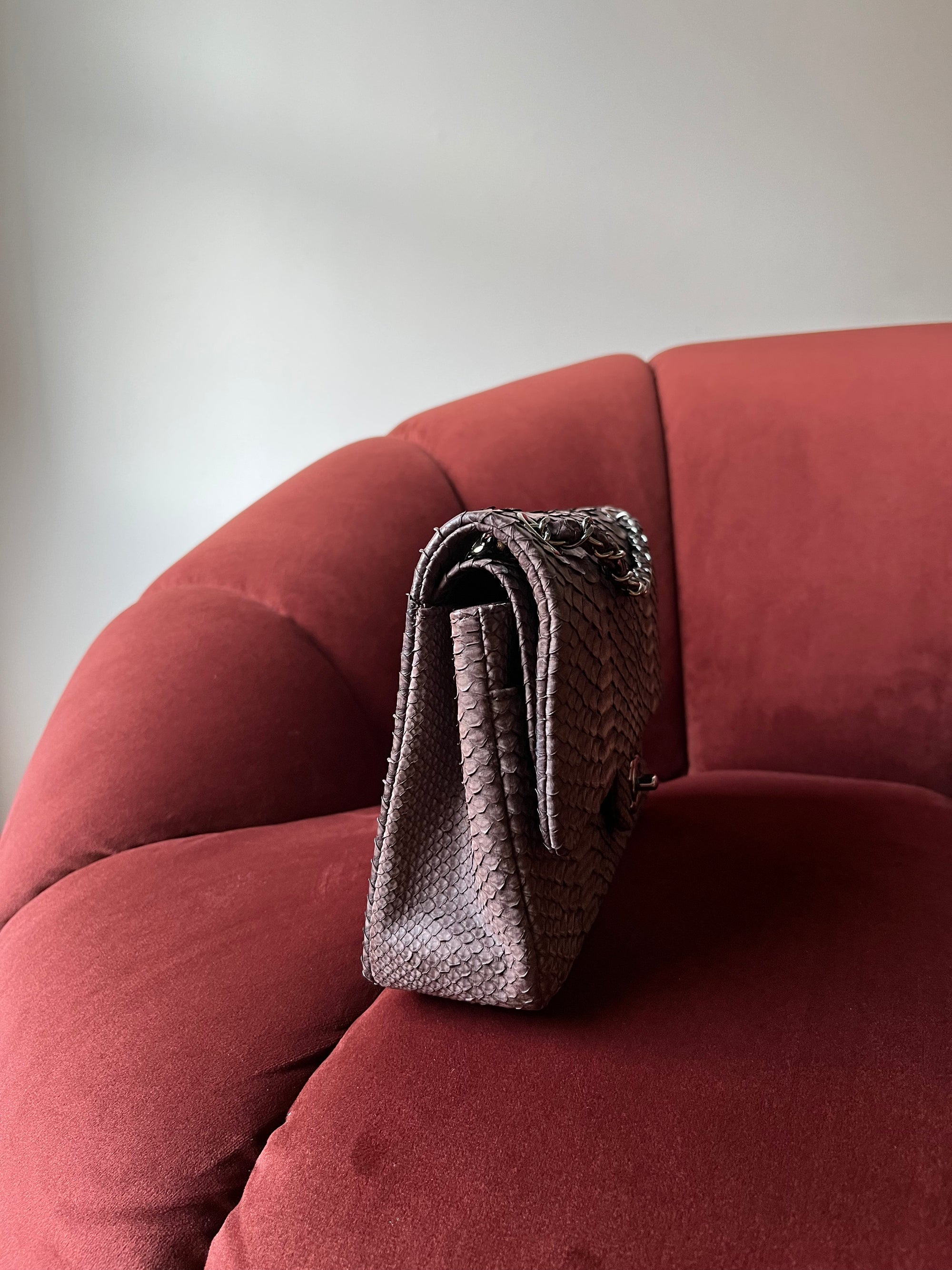 Chanel Medium Classic Double Flap In Espresso Python (2011)