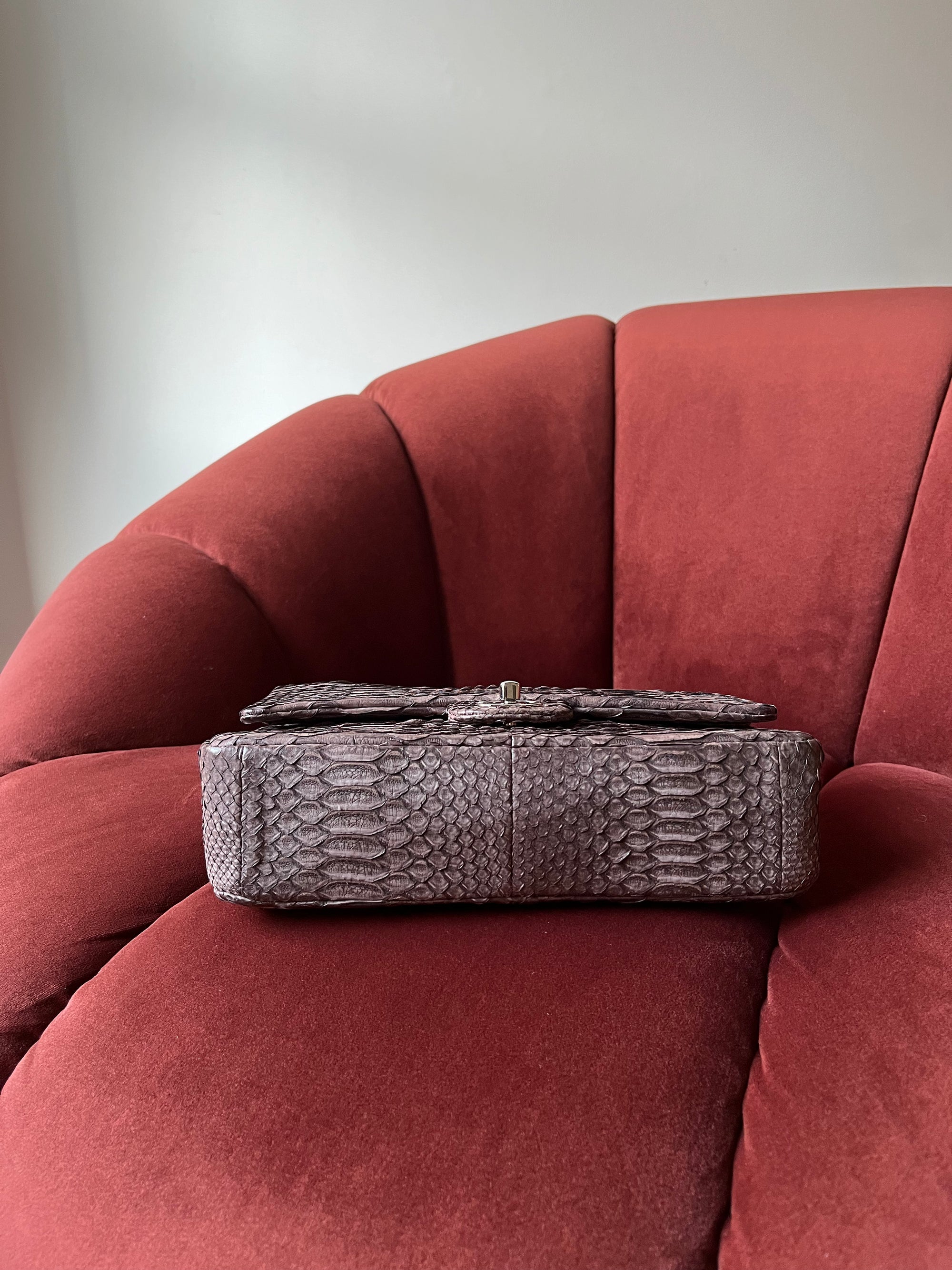 Chanel Medium Classic Double Flap In Espresso Python (2011)