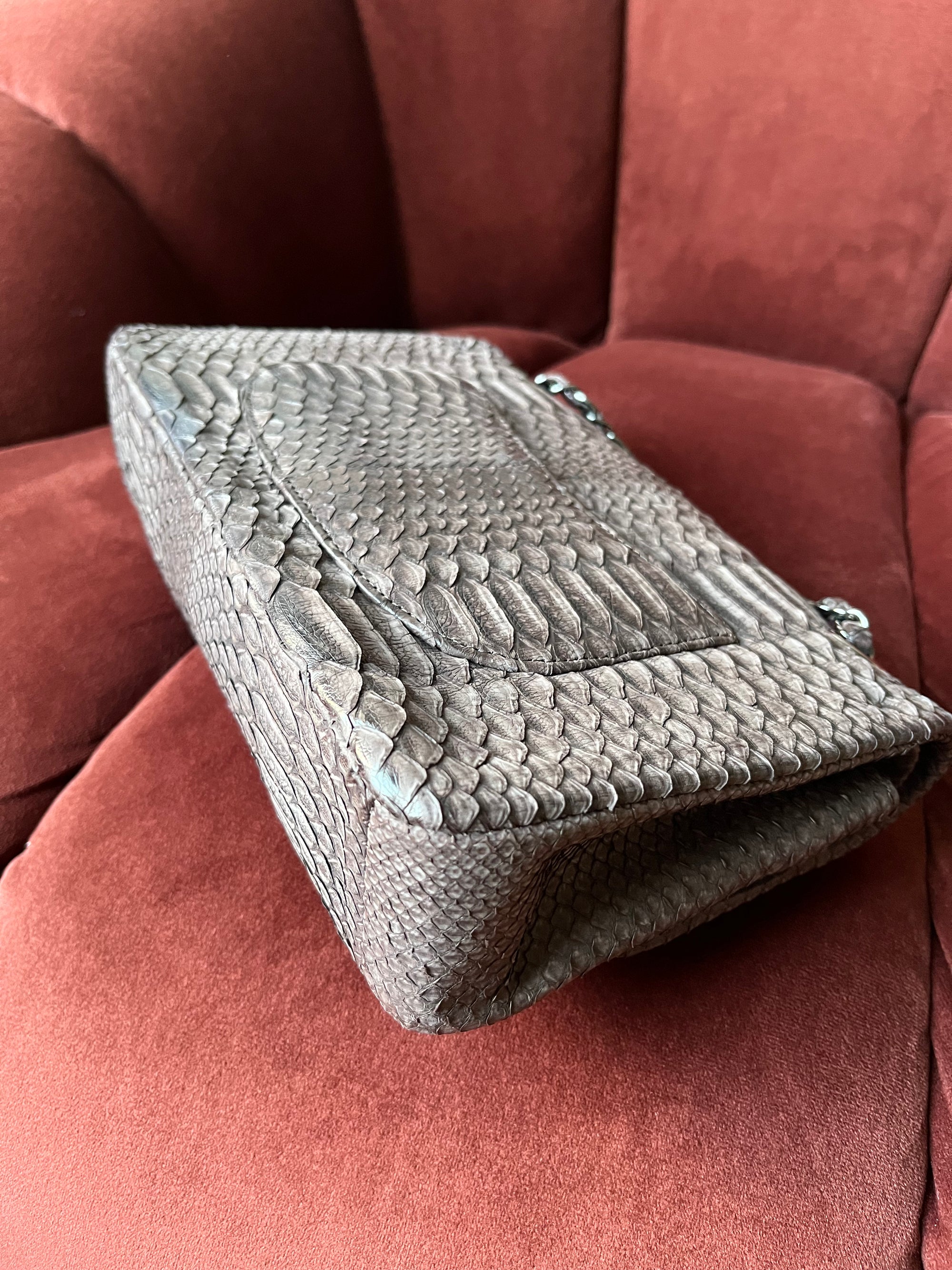 Chanel Medium Classic Double Flap In Espresso Python (2011)