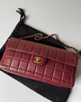 Chanel Burgundy East West Chocolate Bar Flap (2002-2003)