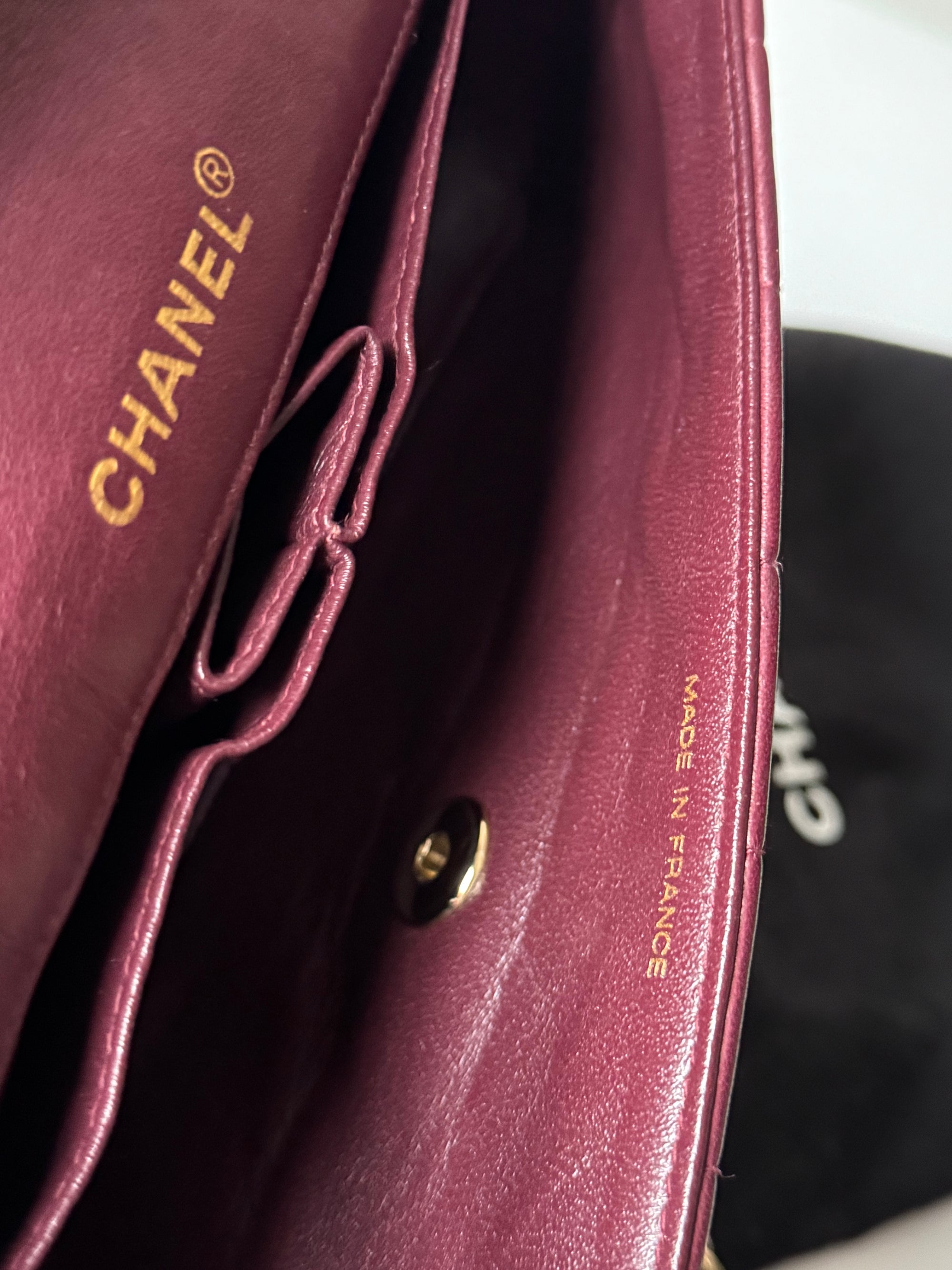 Chanel Burgundy East West Chocolate Bar Flap (2002-2003)