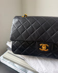 Chanel Vintage Medium Classic Double Flap In Navy Lambskin (1994-1996)