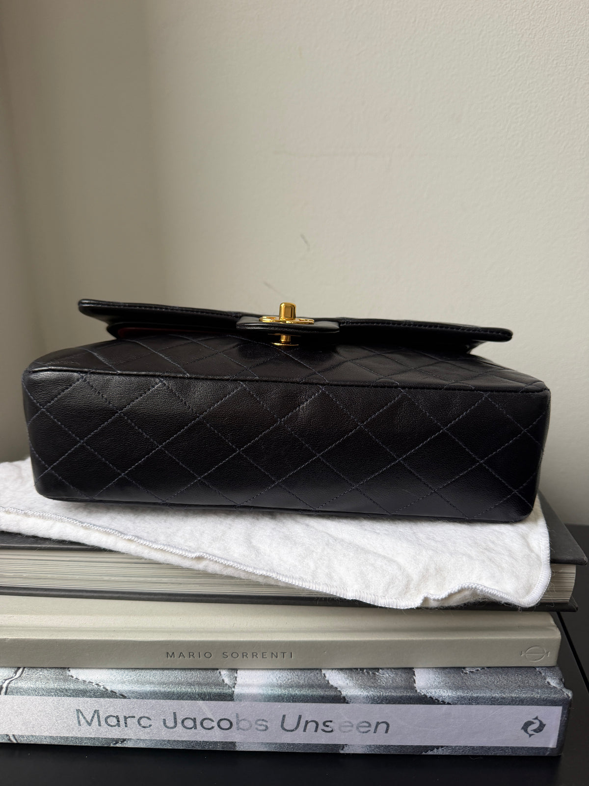 Chanel Vintage Medium Classic Double Flap In Navy Lambskin (1994-1996)