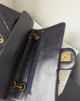 Chanel Vintage Medium Classic Double Flap In Navy Lambskin (1994-1996)