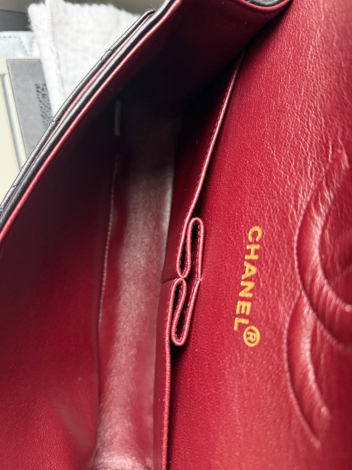 Chanel Vintage Medium Classic Double Flap In Navy Lambskin (1994-1996)