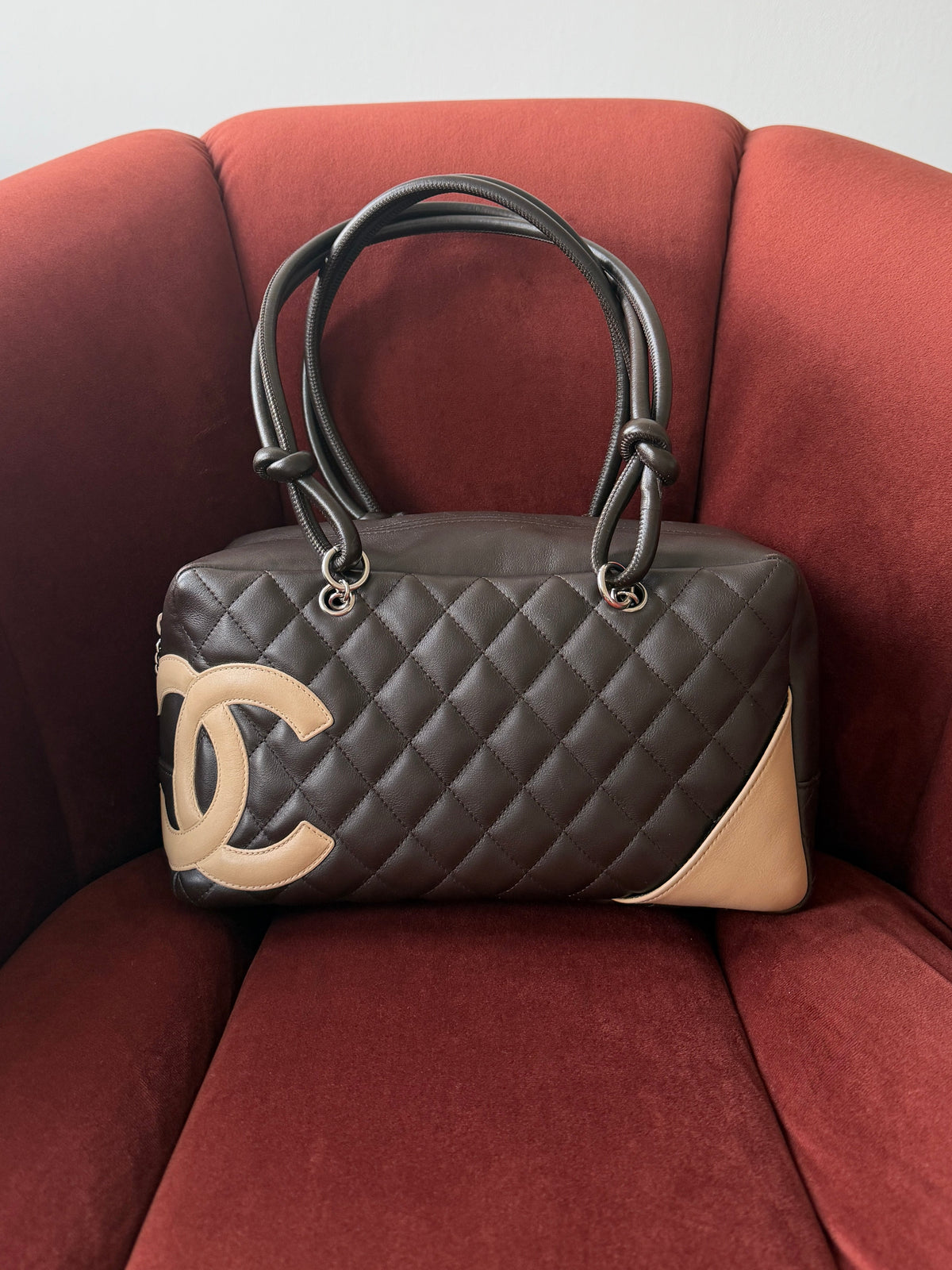 Chanel Cambon Ligne Bowler In Brown Lambskin (2005)