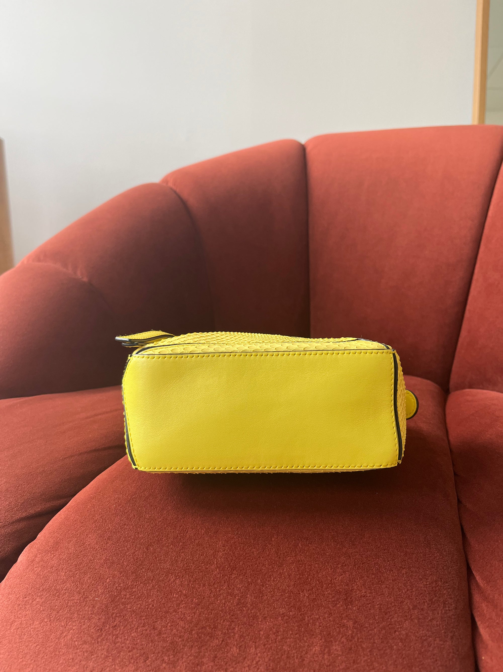 Loewe Mini Puzzle Bag In Yellow Python