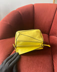Loewe Mini Puzzle Bag In Yellow Python