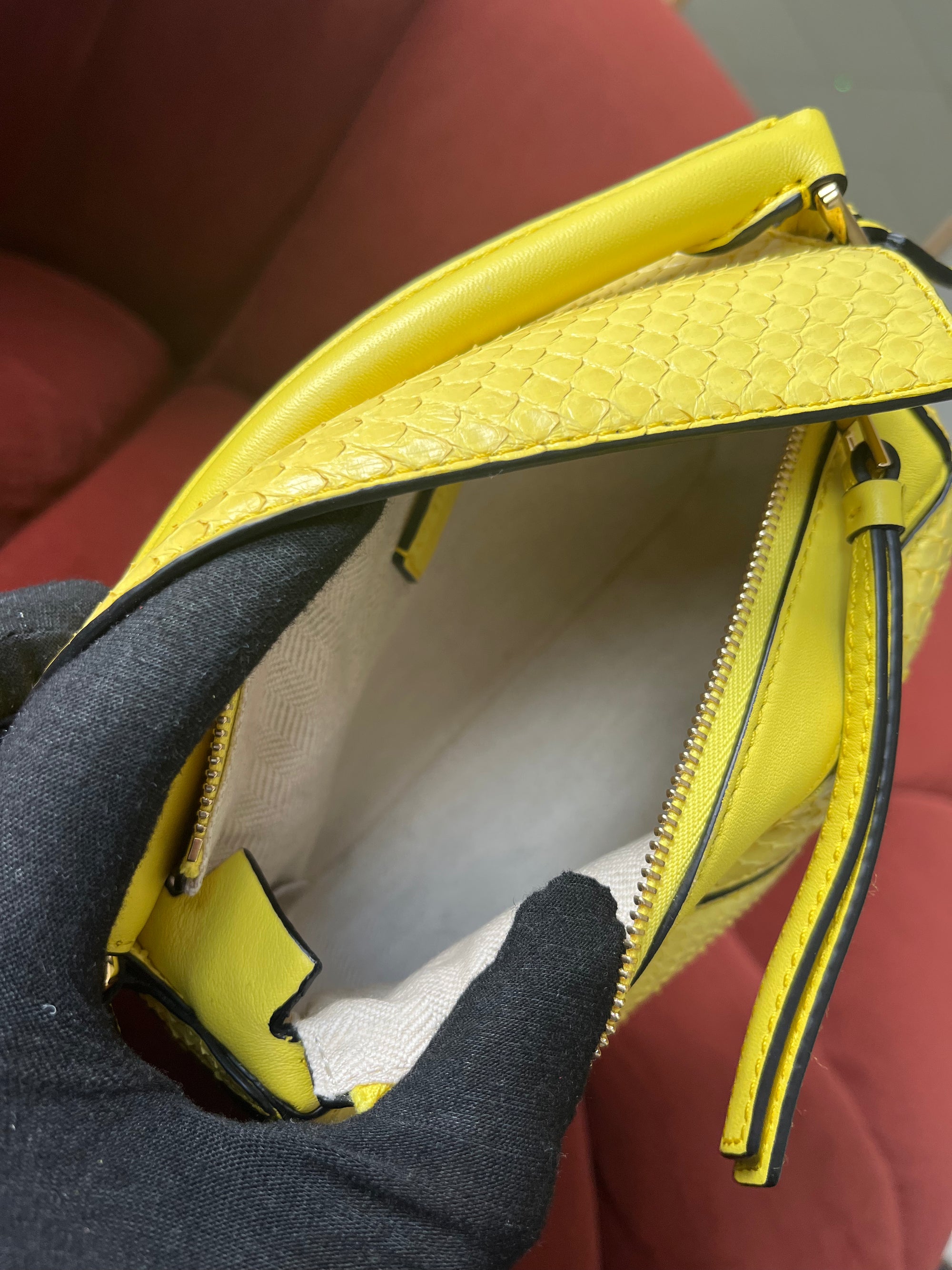 Loewe Mini Puzzle Bag In Yellow Python