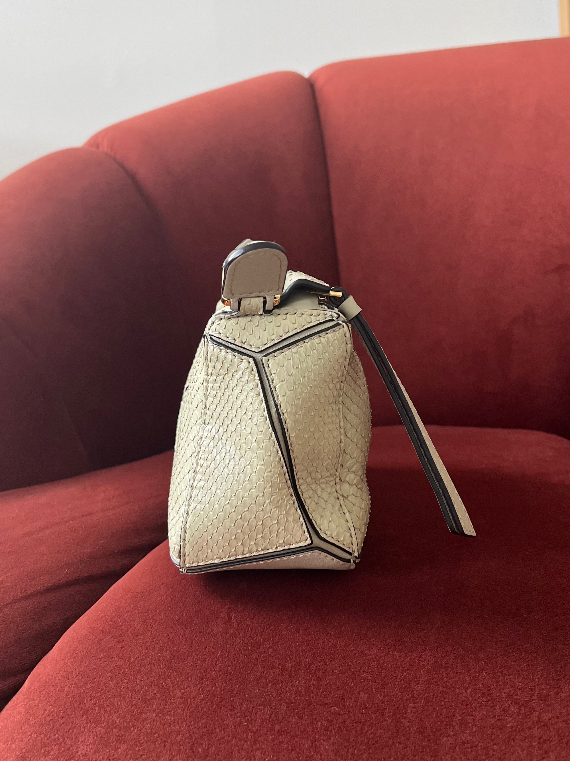 Loewe Mini Puzzle In Sage Green Python