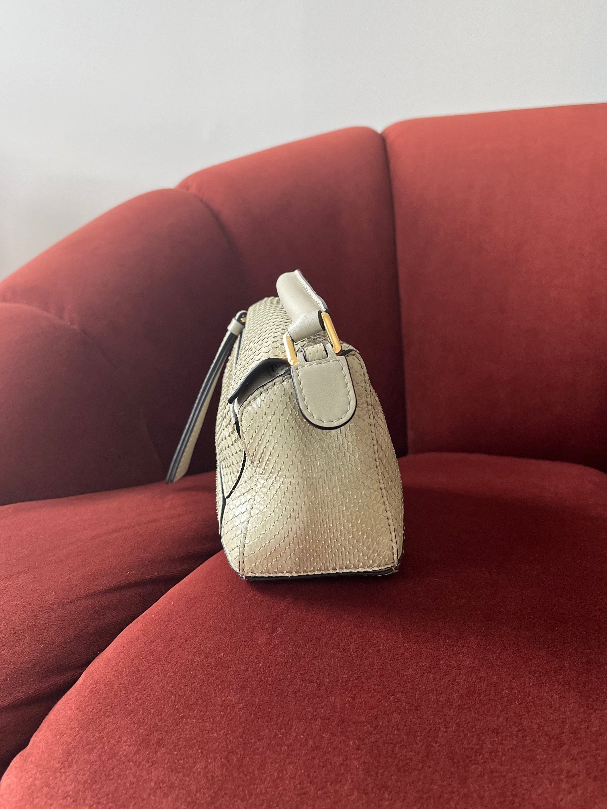 Loewe Mini Puzzle In Sage Green Python