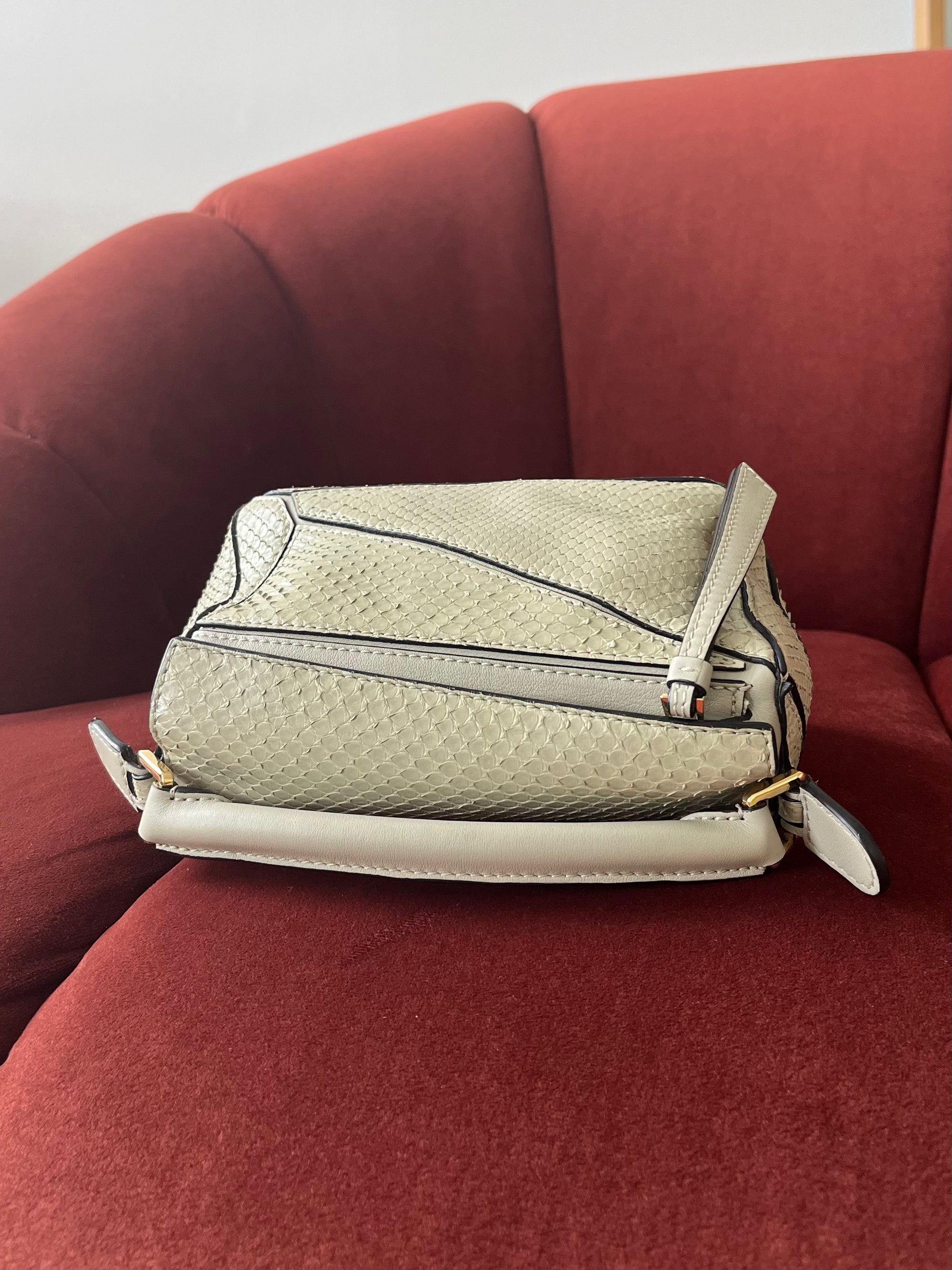 Loewe Mini Puzzle In Sage Green Python