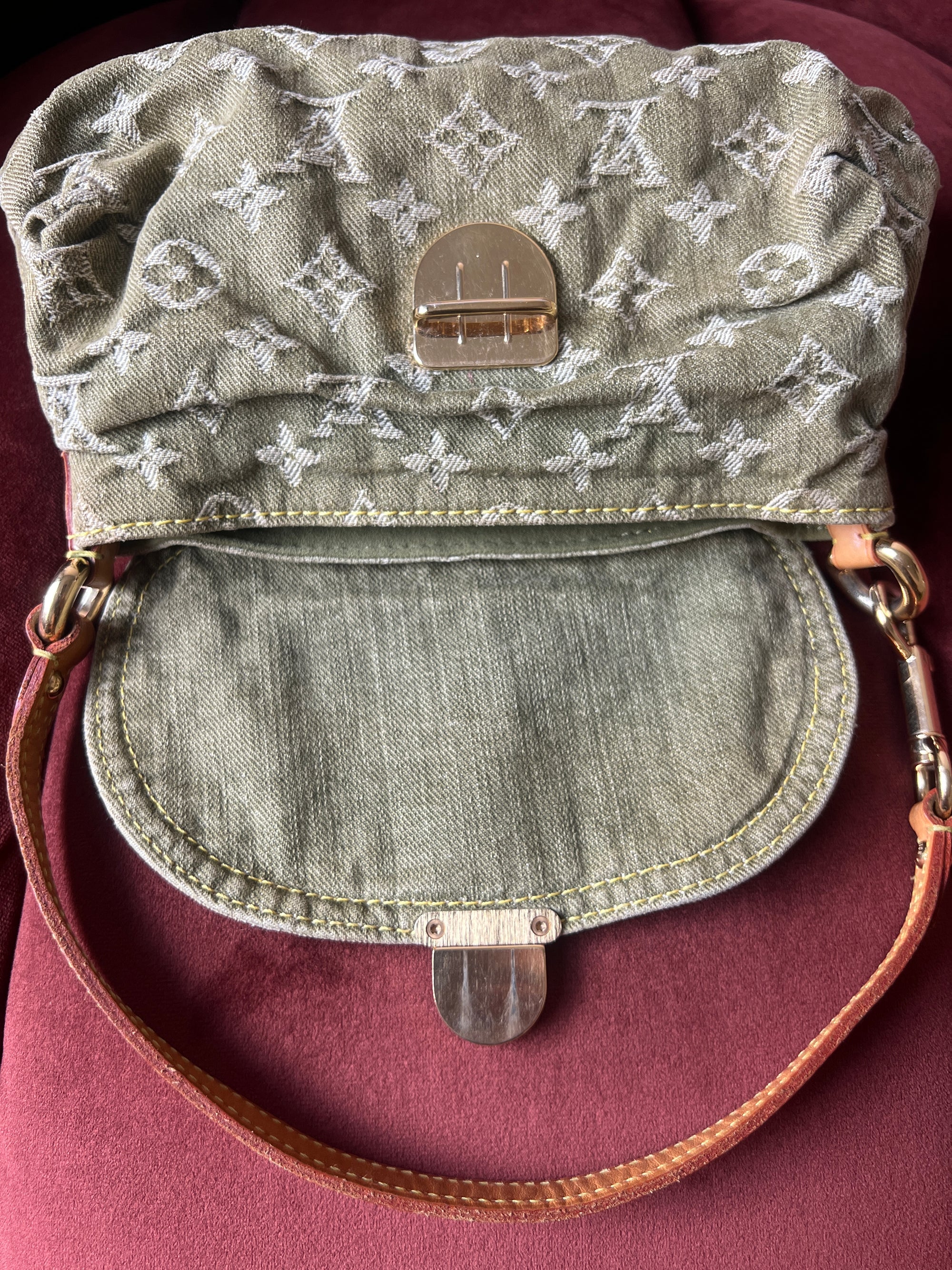 Louis Vuitton Green Denim Monogram Pleaty (2006)