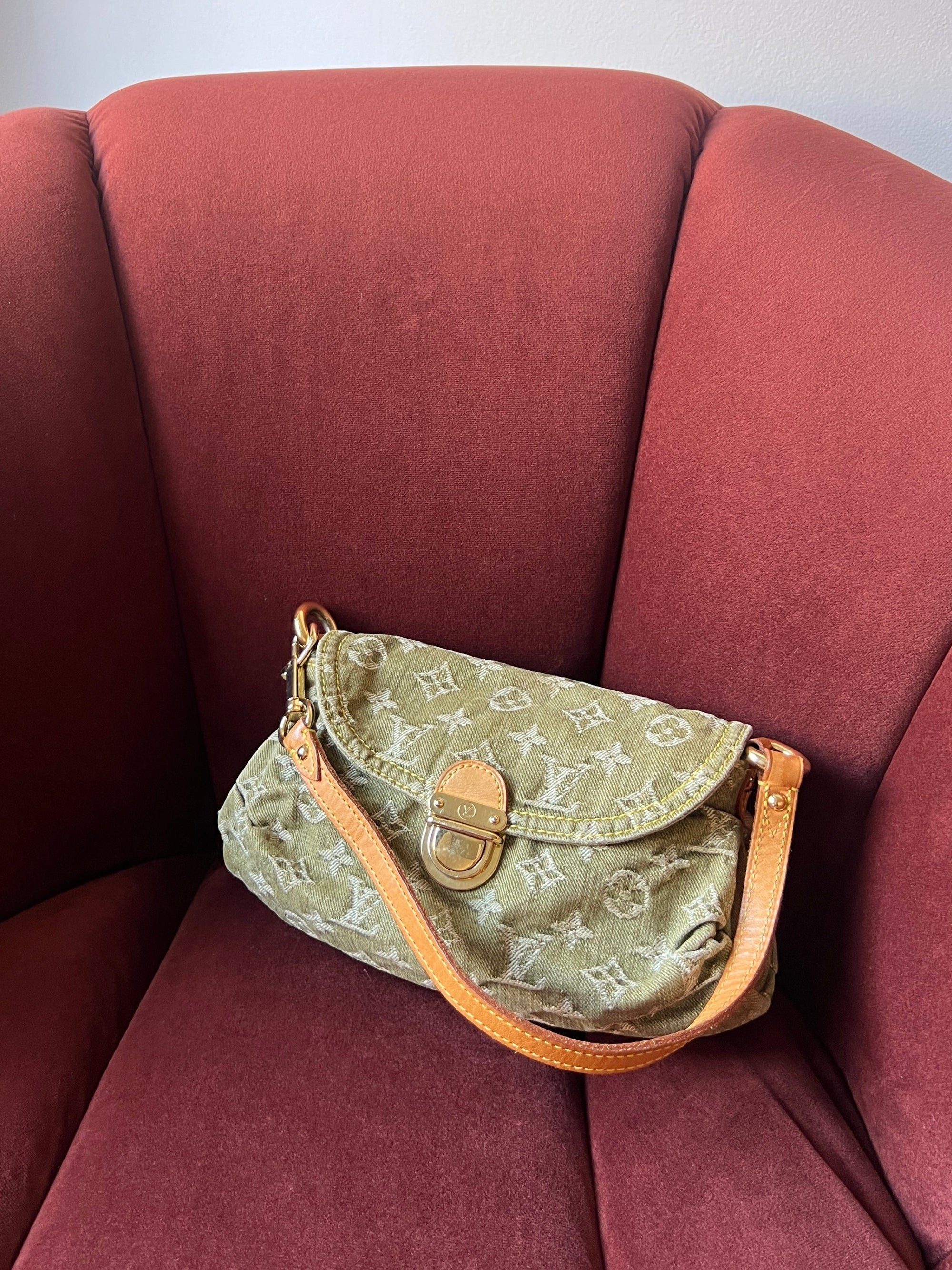 Louis Vuitton Green Denim Monogram Pleaty (2006)