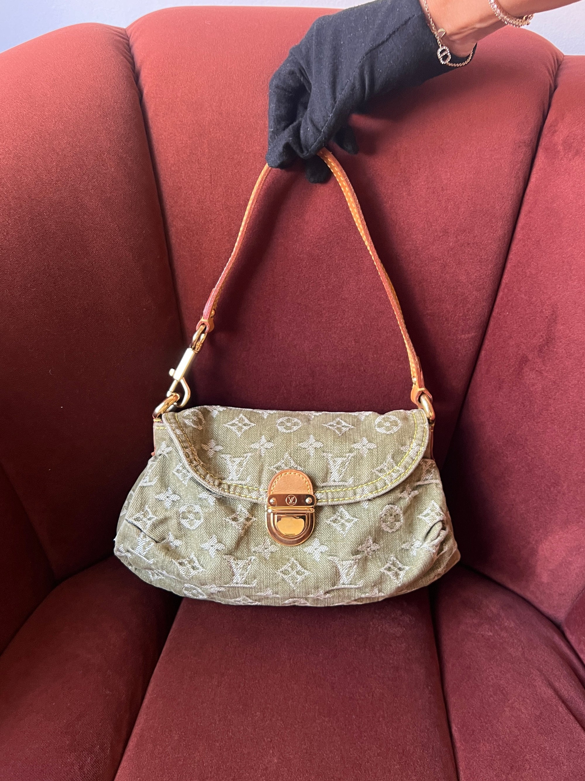 Louis Vuitton Green Denim Monogram Pleaty (2006)