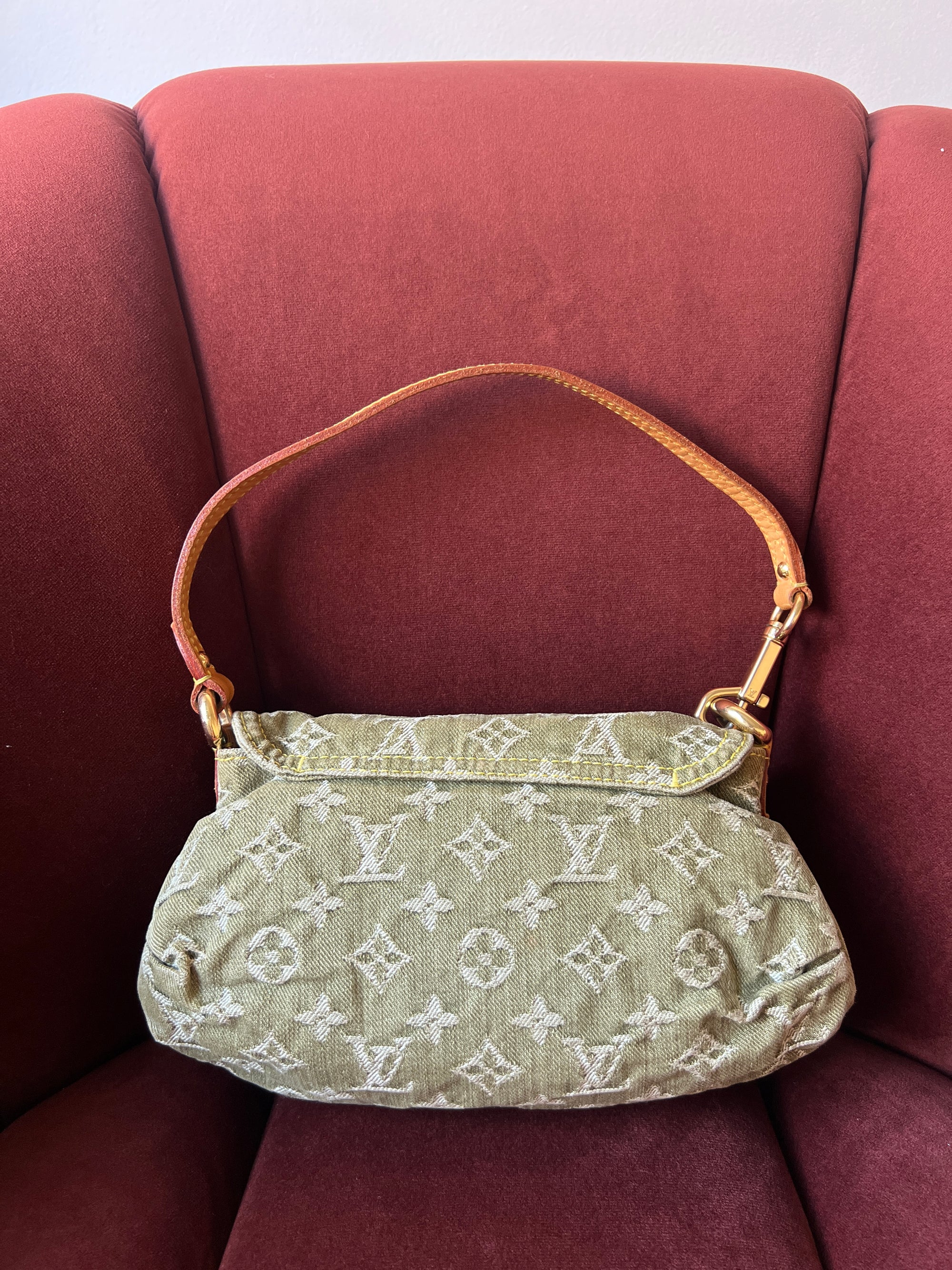 Louis Vuitton Green Denim Monogram Pleaty (2006)