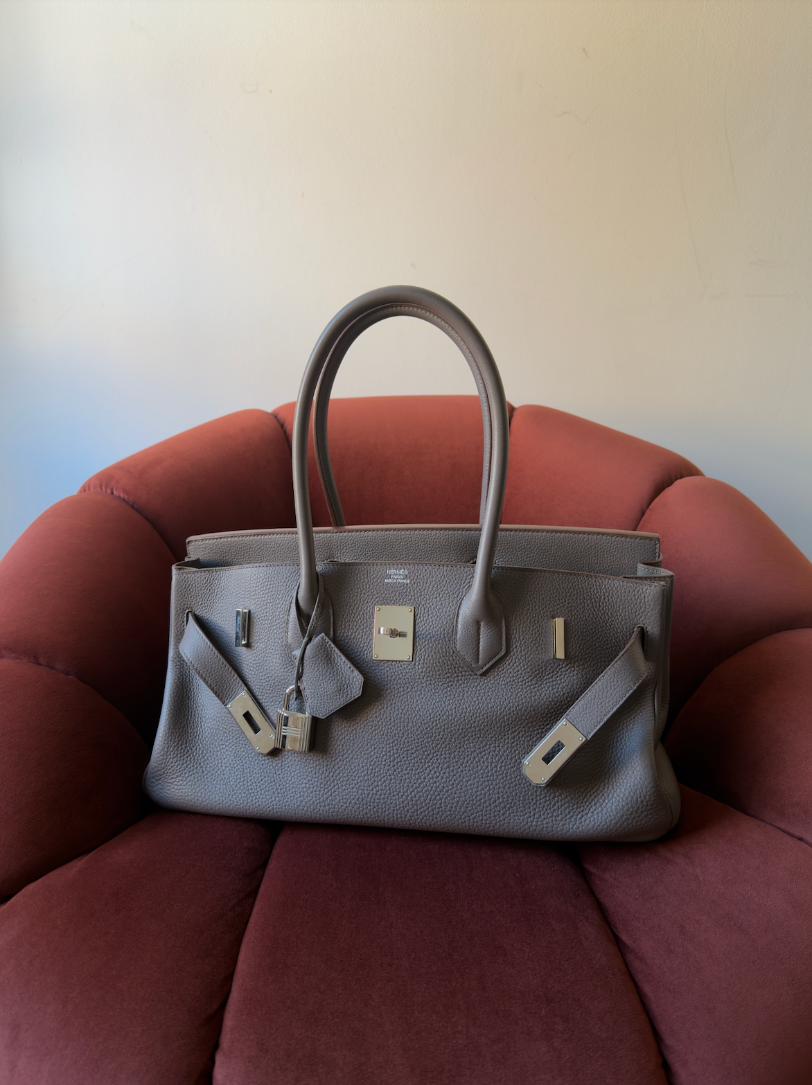 Hermès JPG Shoulder Birkin 42 In Etain Togo (2013)