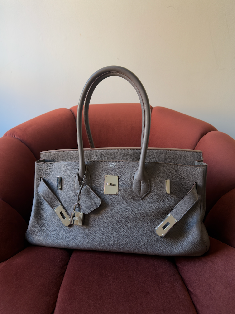 Hermès JPG Shoulder Birkin 42 In Etain Togo (2013)