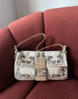 Fendi Vintage Embroidered Floral Sequin Zucca Baguette