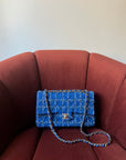 Chanel Classic Medium Double Flap In Blue Quilted Tweed (2023)