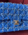 Chanel Classic Medium Double Flap In Blue Quilted Tweed (2023)