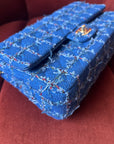 Chanel Classic Medium Double Flap In Blue Quilted Tweed (2023)