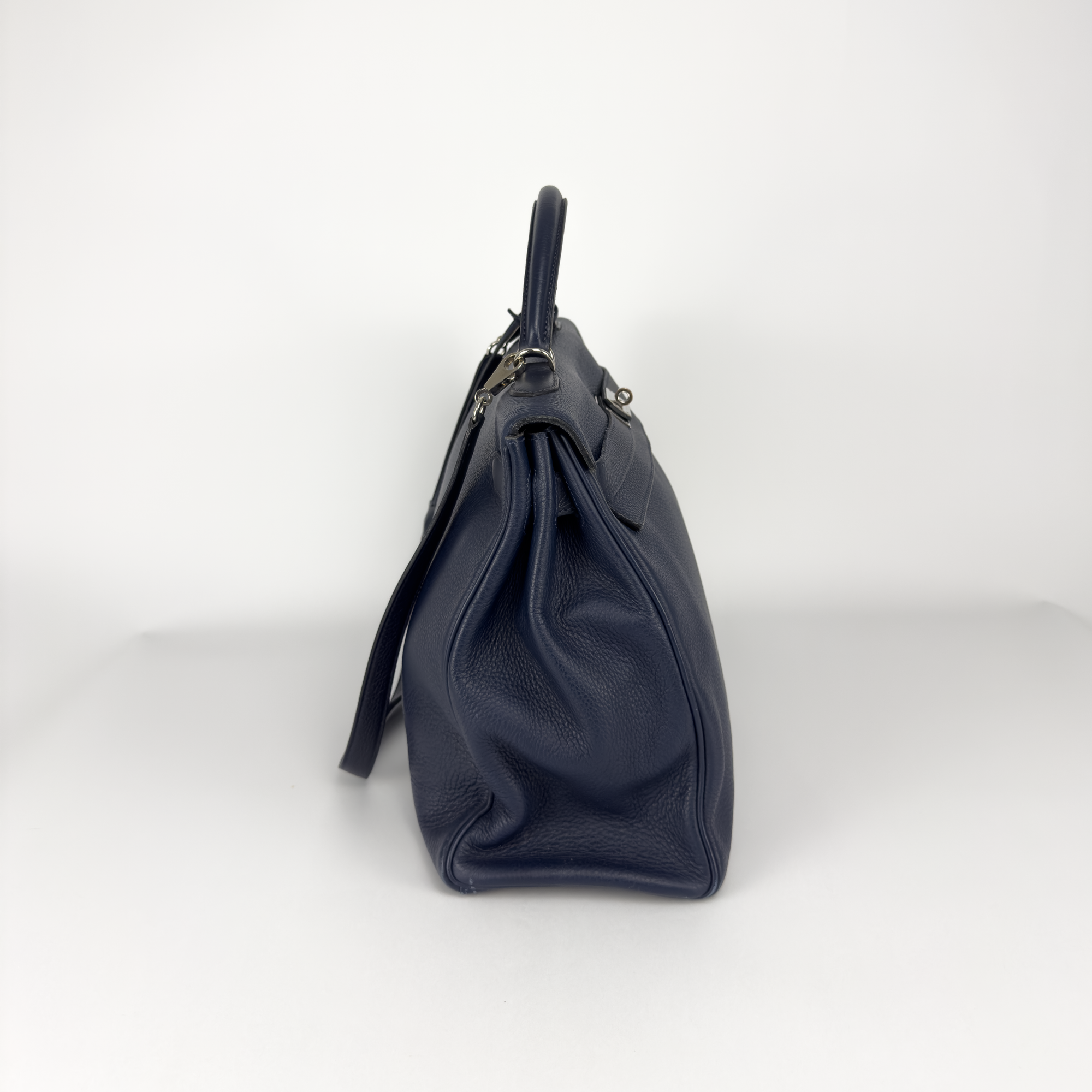 Hermès Kelly 40 In Bleu De Prusse Clemence Leather (2009)
